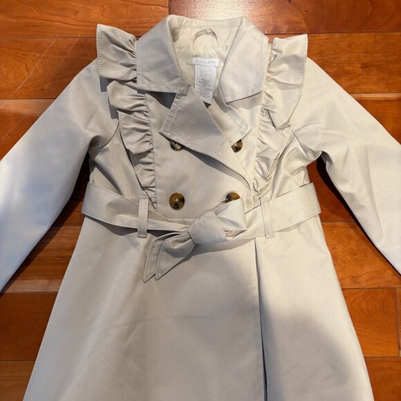 Girl's Tahari Ruffled Trench Coat Jacket 3T - Picture 2 of 5